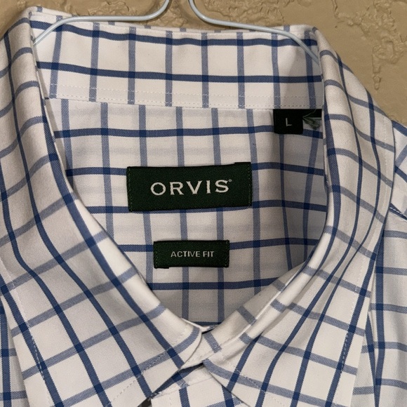 Orvis short sleeve button-down, active fit dress shirt size large - Picture 2 of 4